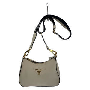 Prada Shoulder Bag Leather Hobo Bag White
